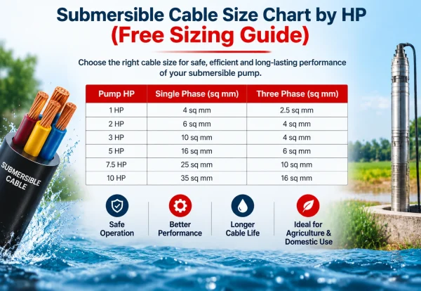 submersible cable size chart